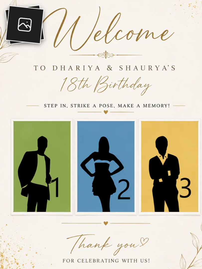 Custom photo booth welcome screen for an 18th birthday